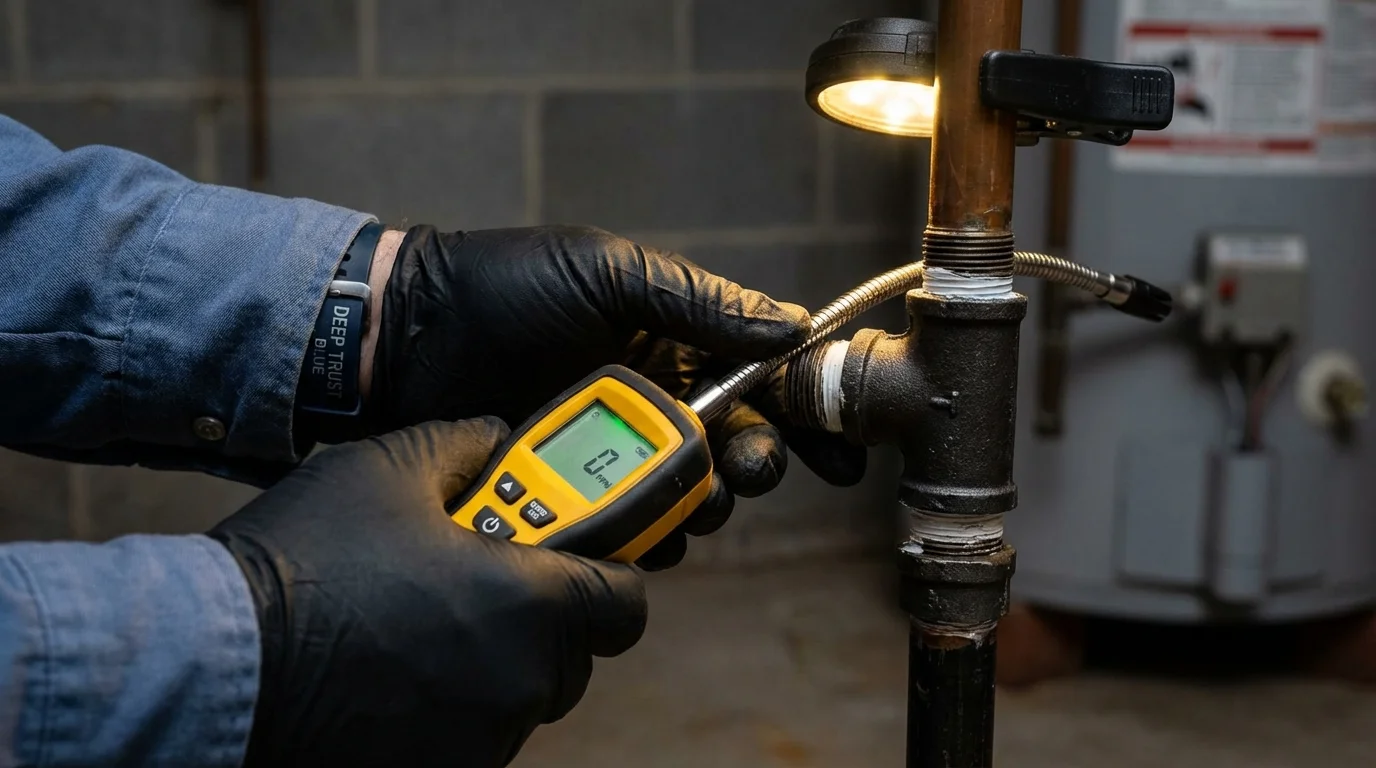 Gas leak detection with electronic sniffer by Johns Plumbing LLC in Navarre